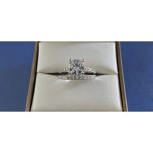 Gorgeous 2.5 Ct. Round Sim Diamond Bridal/Wedding Ring Set Sz 8~925 Sterling